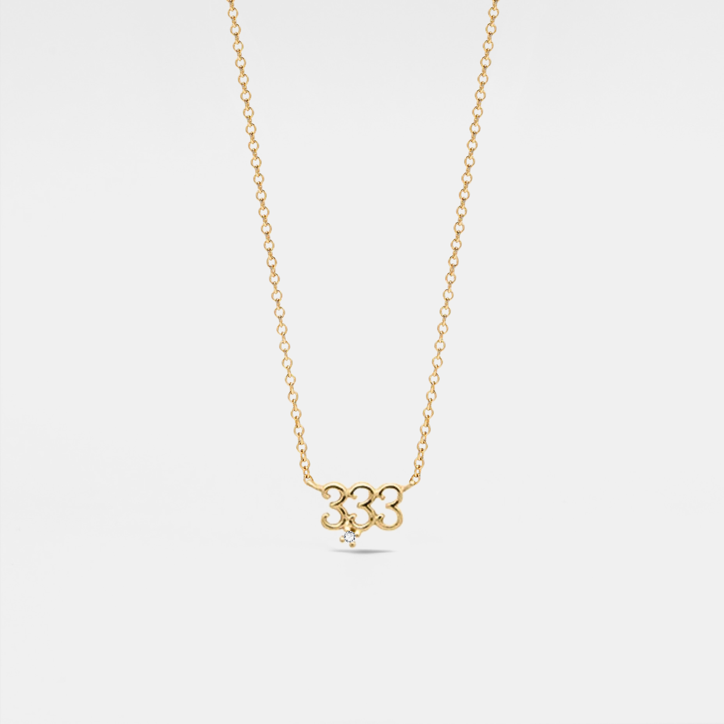 Dainty Angel Number Charm Necklace in 925 Sterling Silver: Yellow Gold / 111