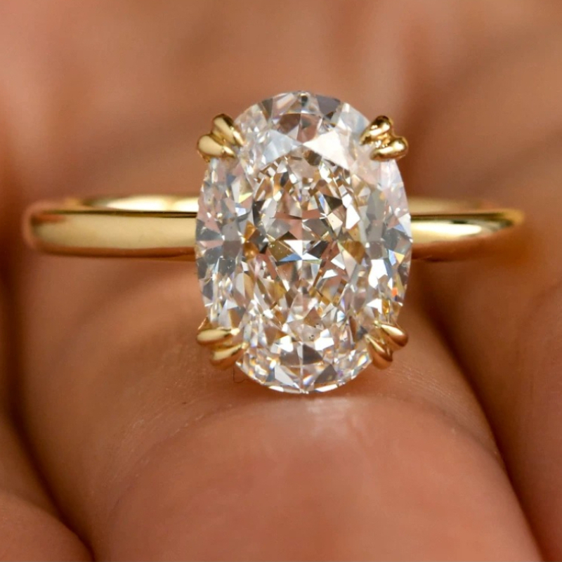 Dainty Oval Cut Sterling Silver Engagement Ring
