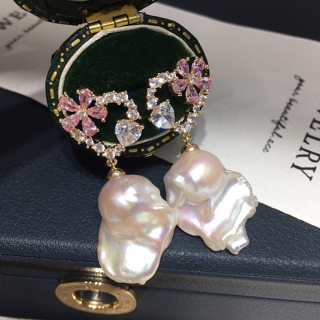 Heart Baroque Pearl Earrings
