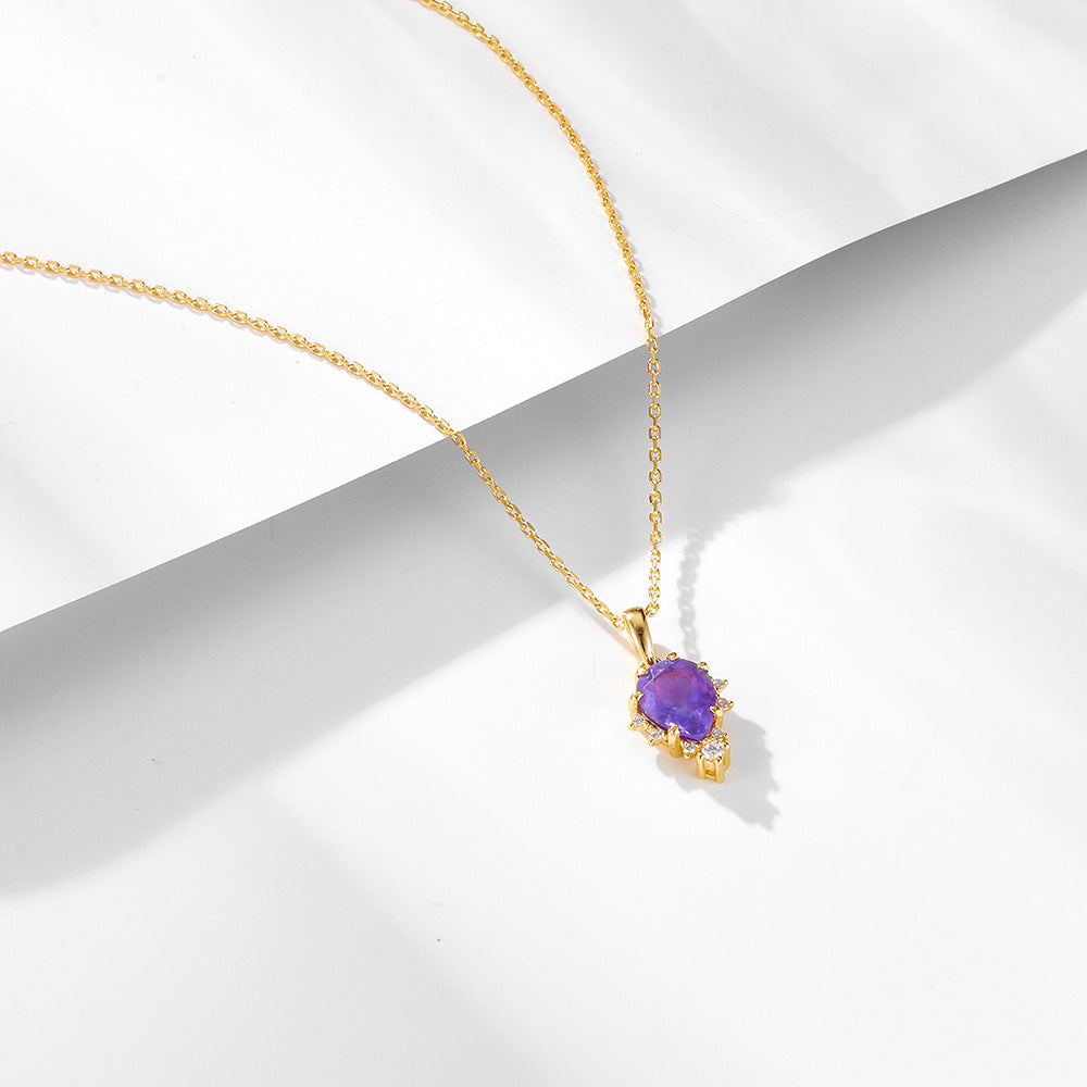 Pear Amethyst Pendant Necklace