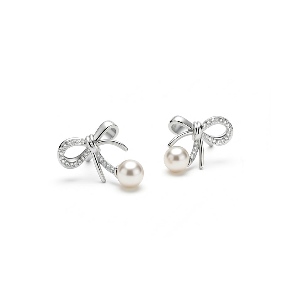 Bow Pearl Drop Earrings