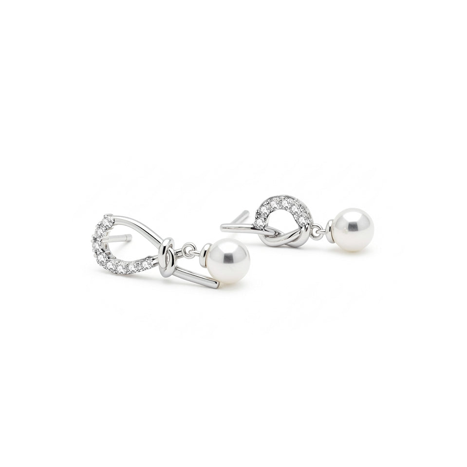 Knot Pearl Drop Earrings