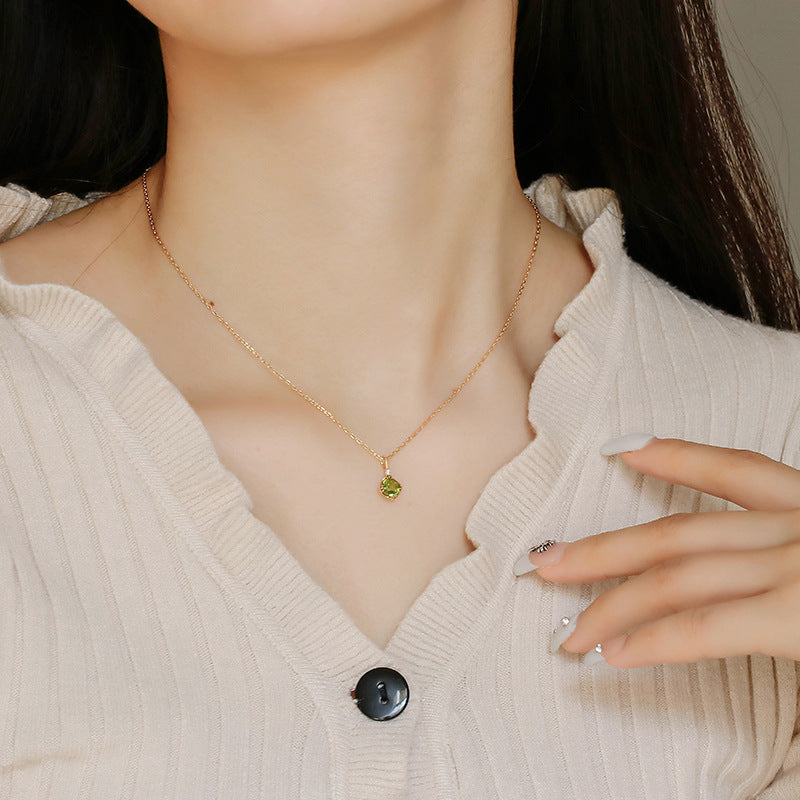Peridot Cushion Pendant Necklace