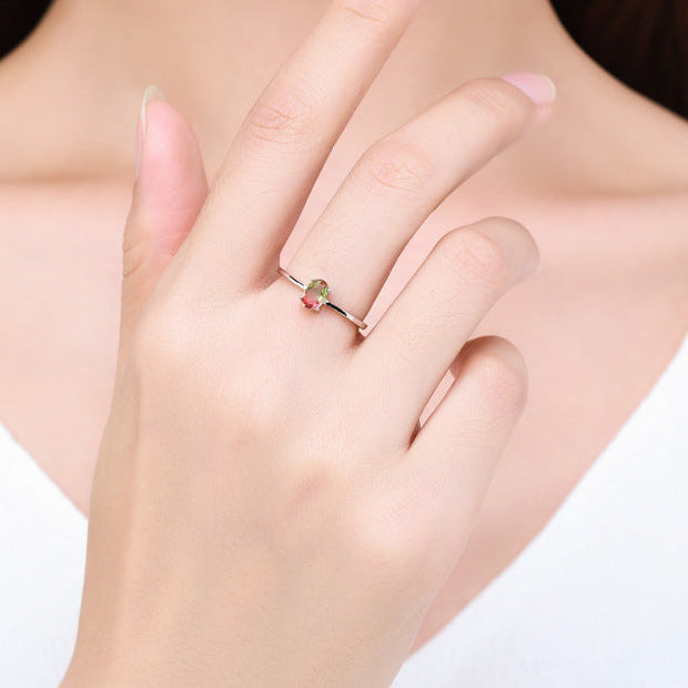 Oval Watermelon Tourmaline Ring