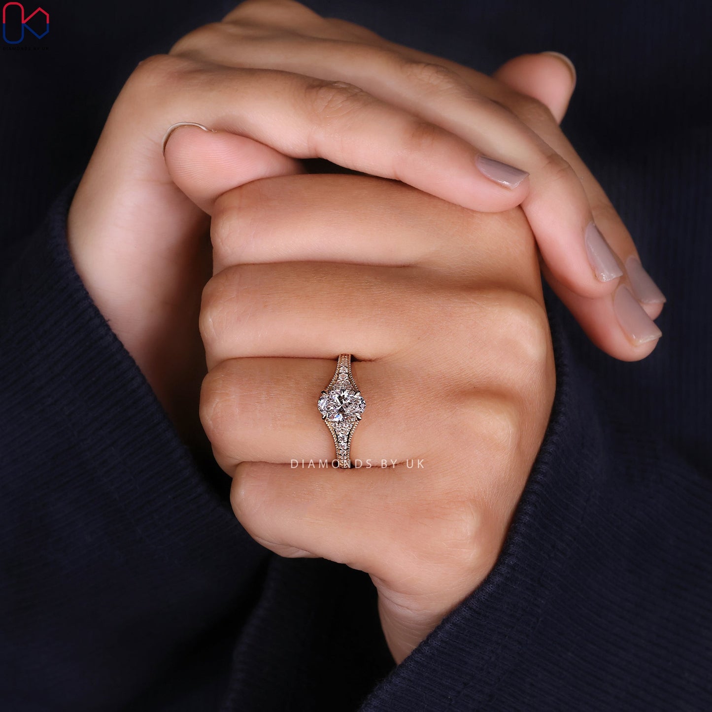 Oval Diamond Vintage Engagement Ring