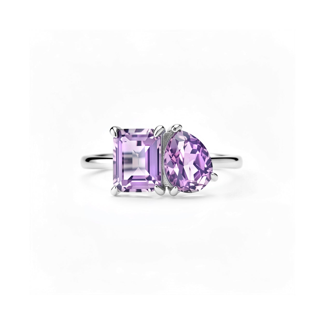 Amethyst Toi et Moi Ring