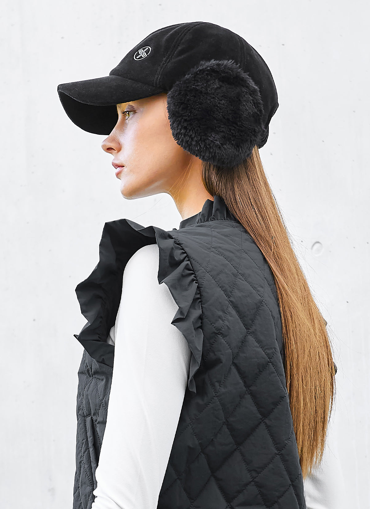 Velour Fur Mix Cap