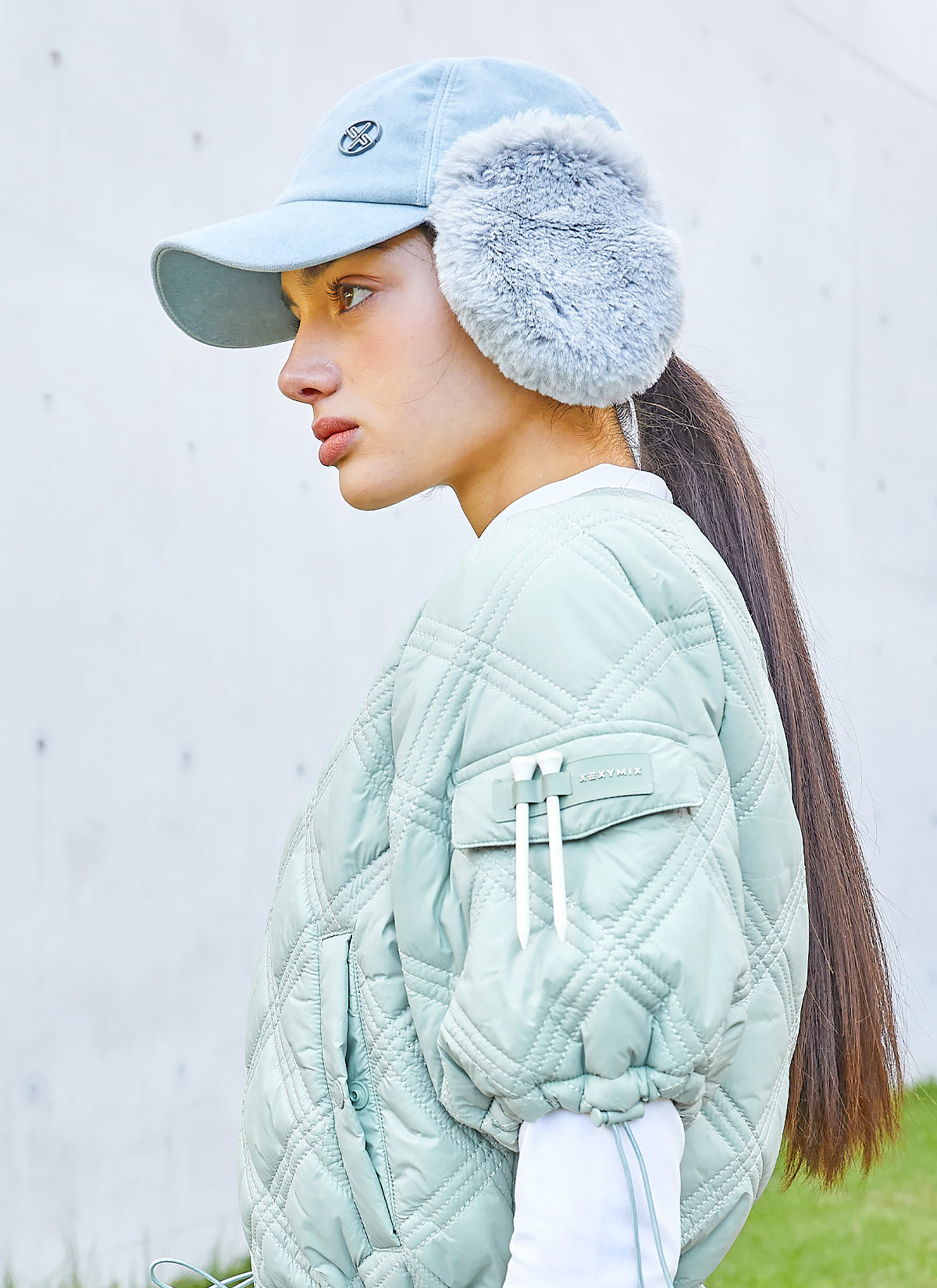 Velour Fur Mix Cap