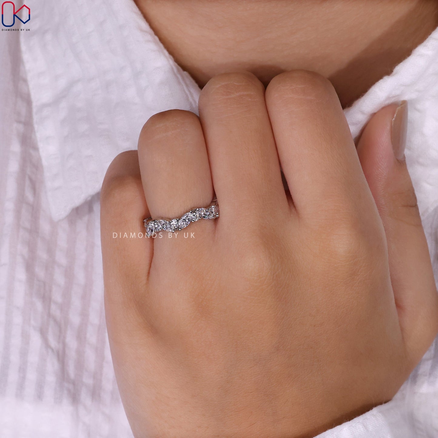 Zig Zag Wedding Band – Marquise and Round Diamonds