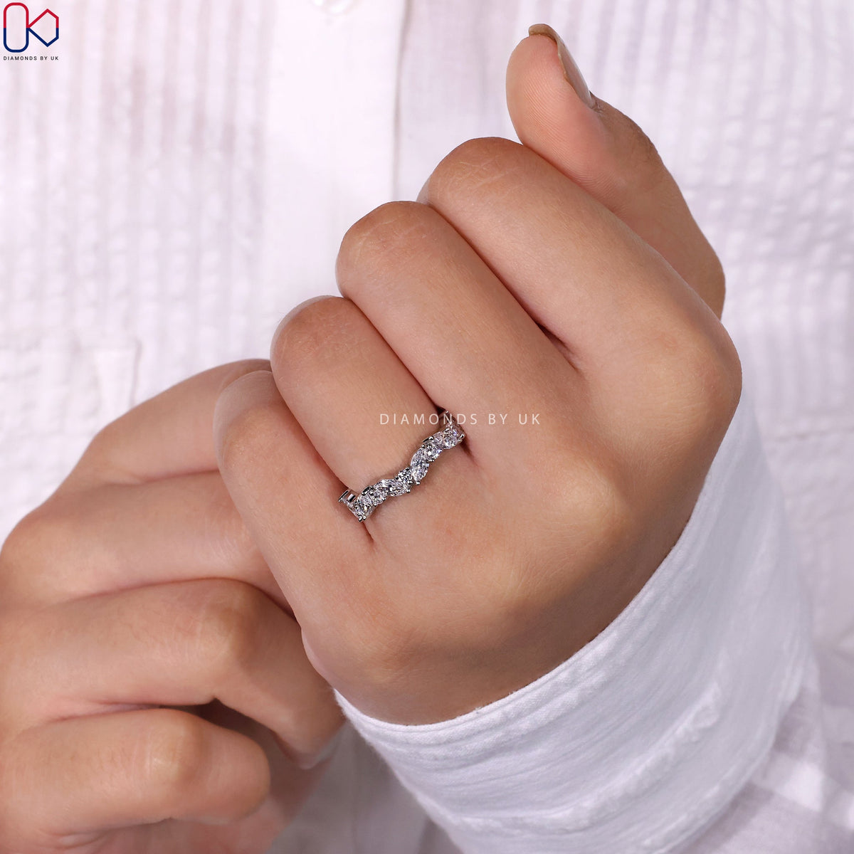 Zig Zag Wedding Band – Marquise and Round Diamonds