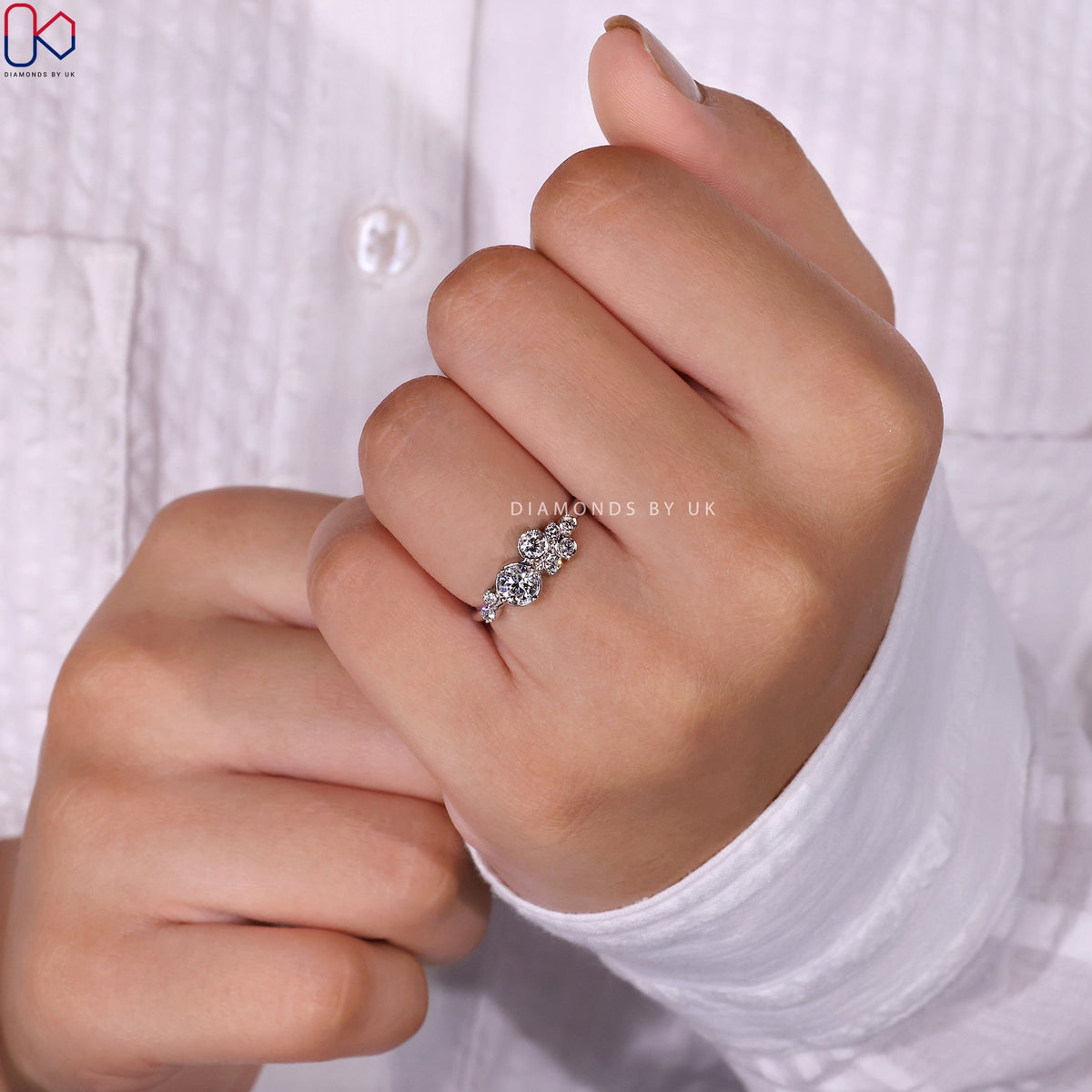 Cluster Diamond Ring - White Gold