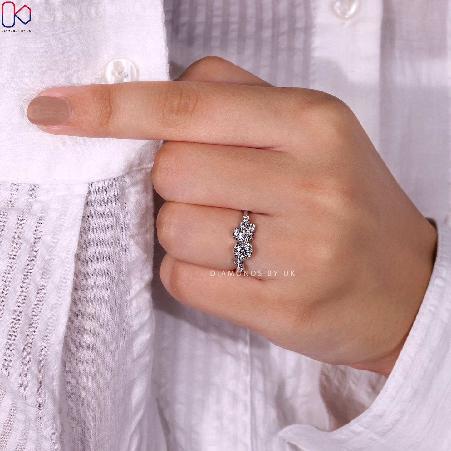 Cluster Diamond Ring - White Gold