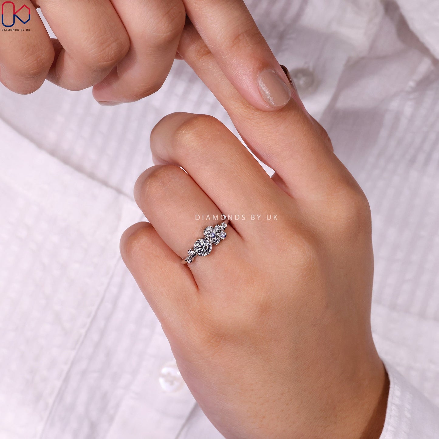 Cluster Diamond Ring - White Gold