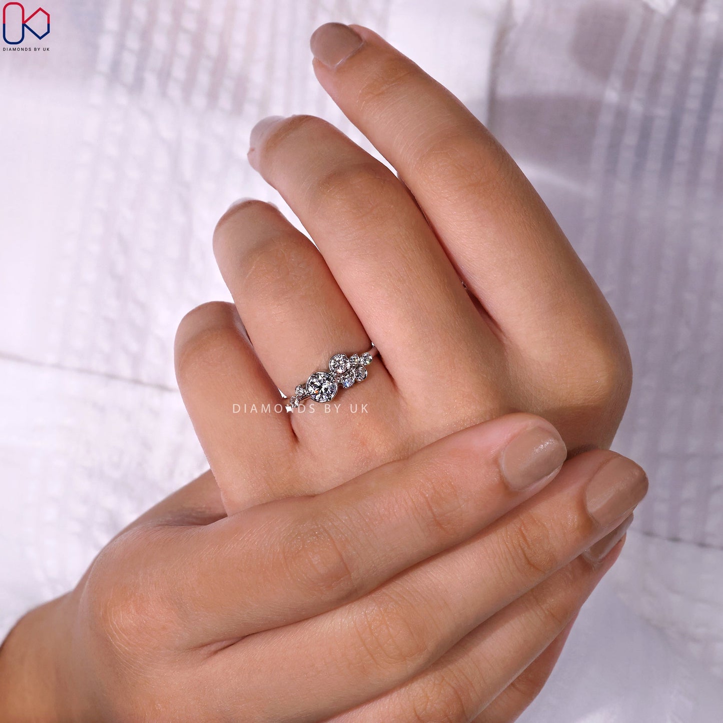 Cluster Diamond Ring - White Gold
