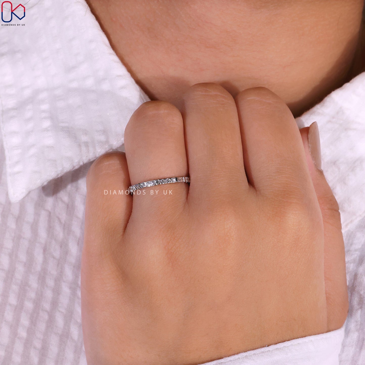 White Gold Wedding Band – Eternity Design