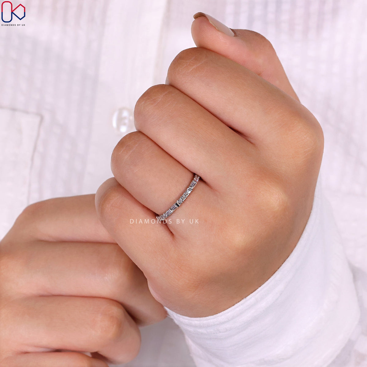 White Gold Wedding Band – Eternity Design