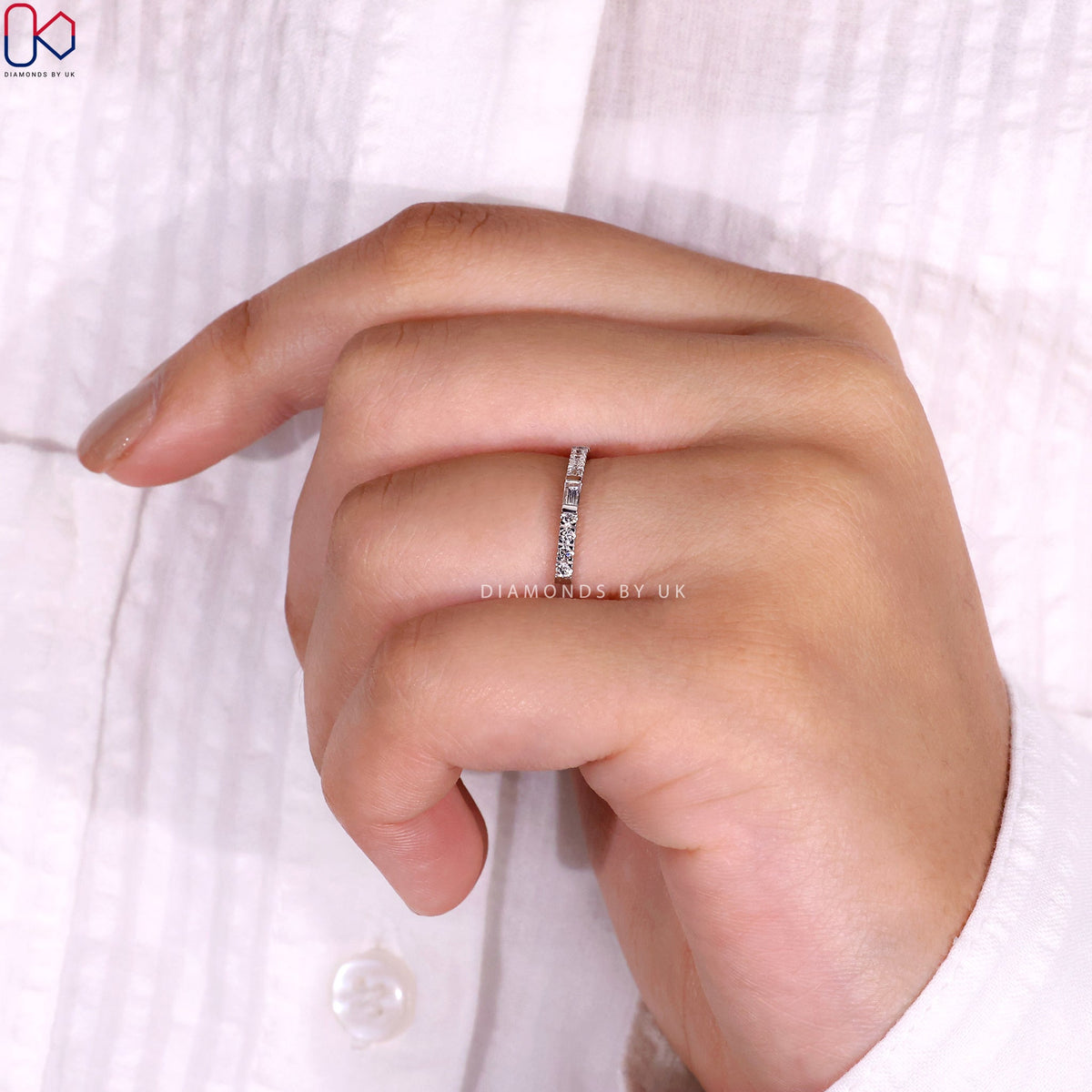White Gold Wedding Band – Eternity Design