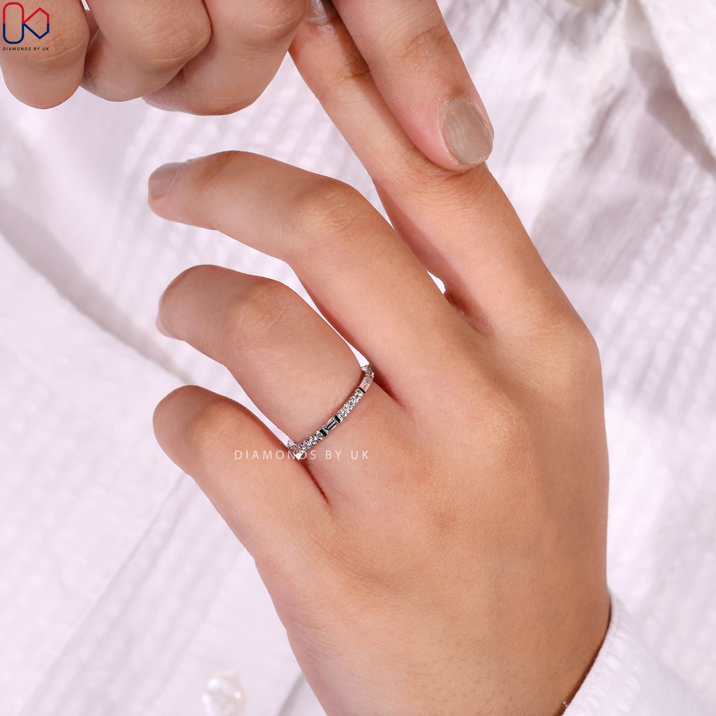 White Gold Wedding Band – Eternity Design