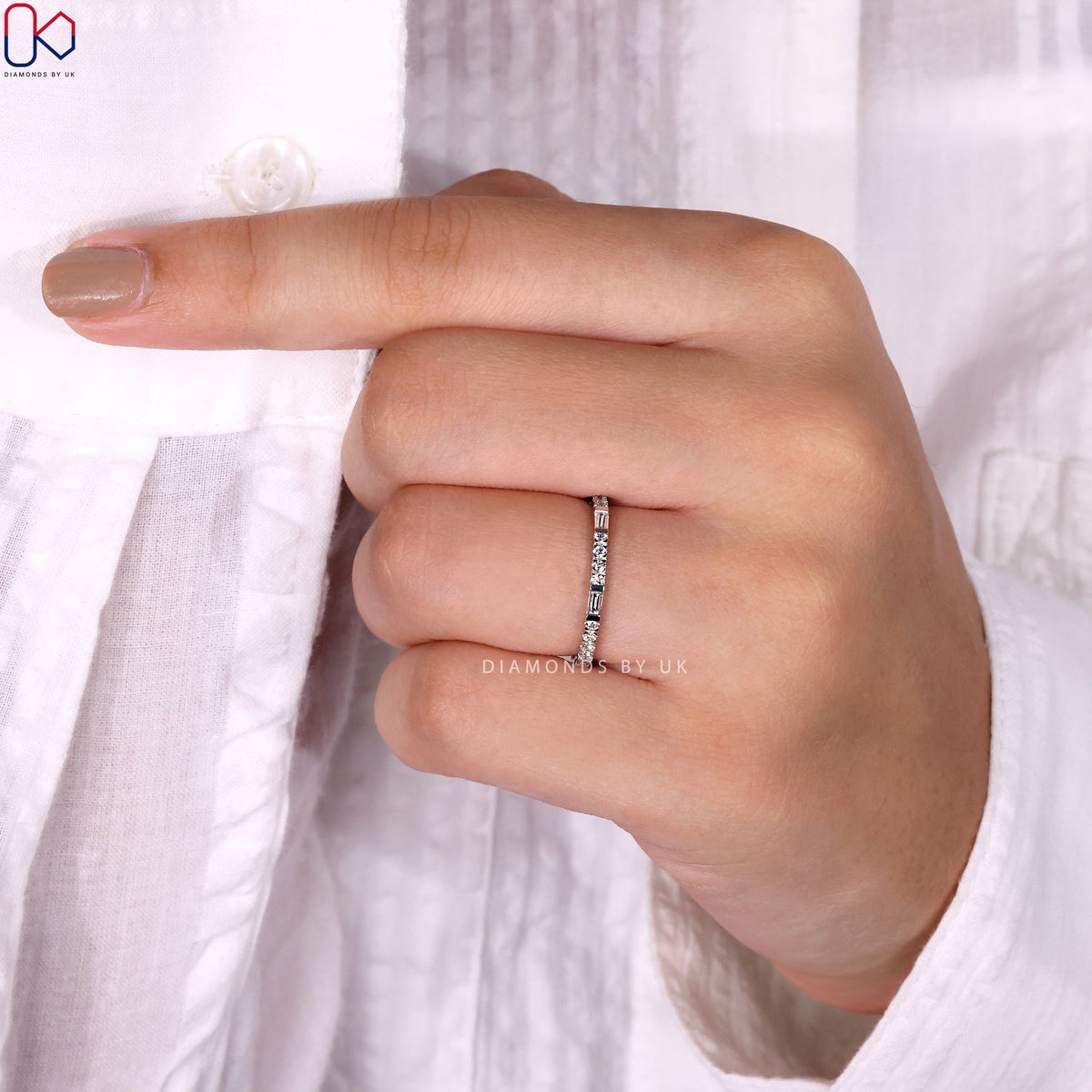 White Gold Wedding Band – Eternity Design