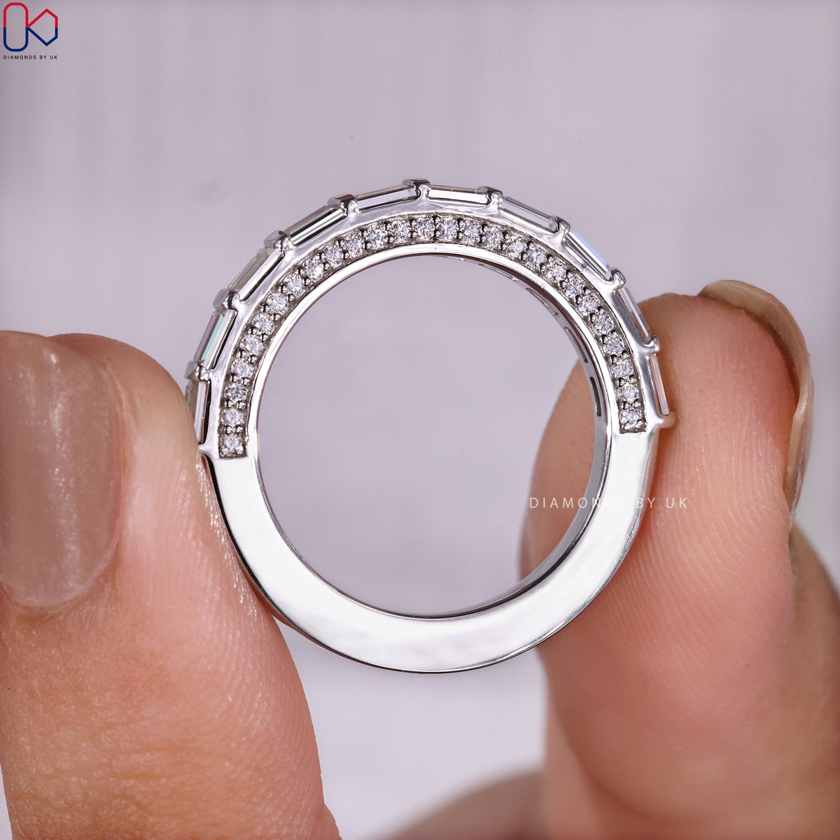 Baguette Diamond Band – Hidden Pave Design
