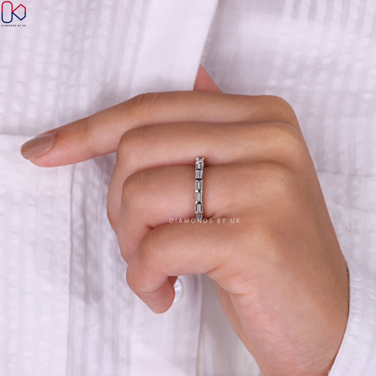 Baguette Diamond Band – Hidden Pave Design
