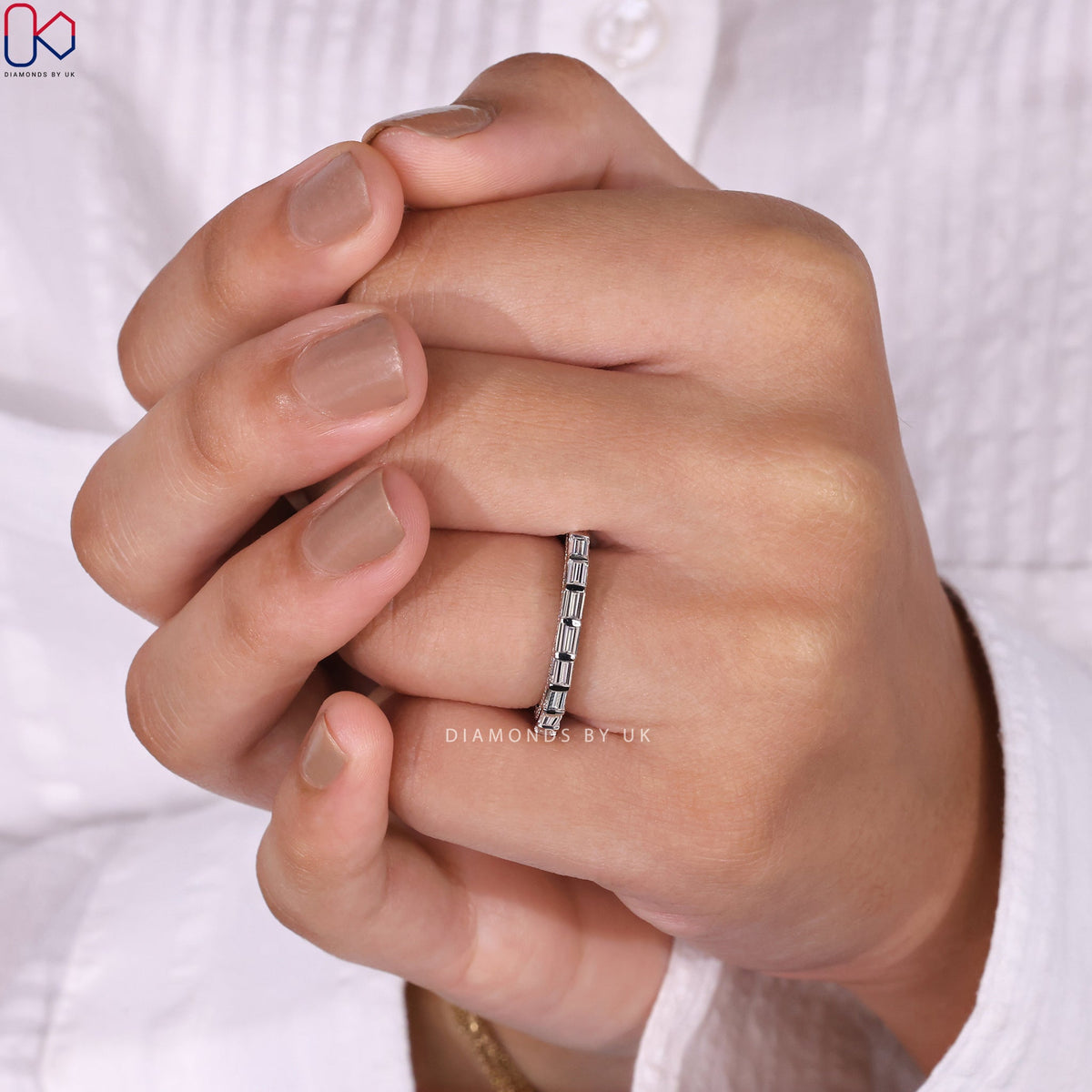 Baguette Diamond Band – Hidden Pave Design
