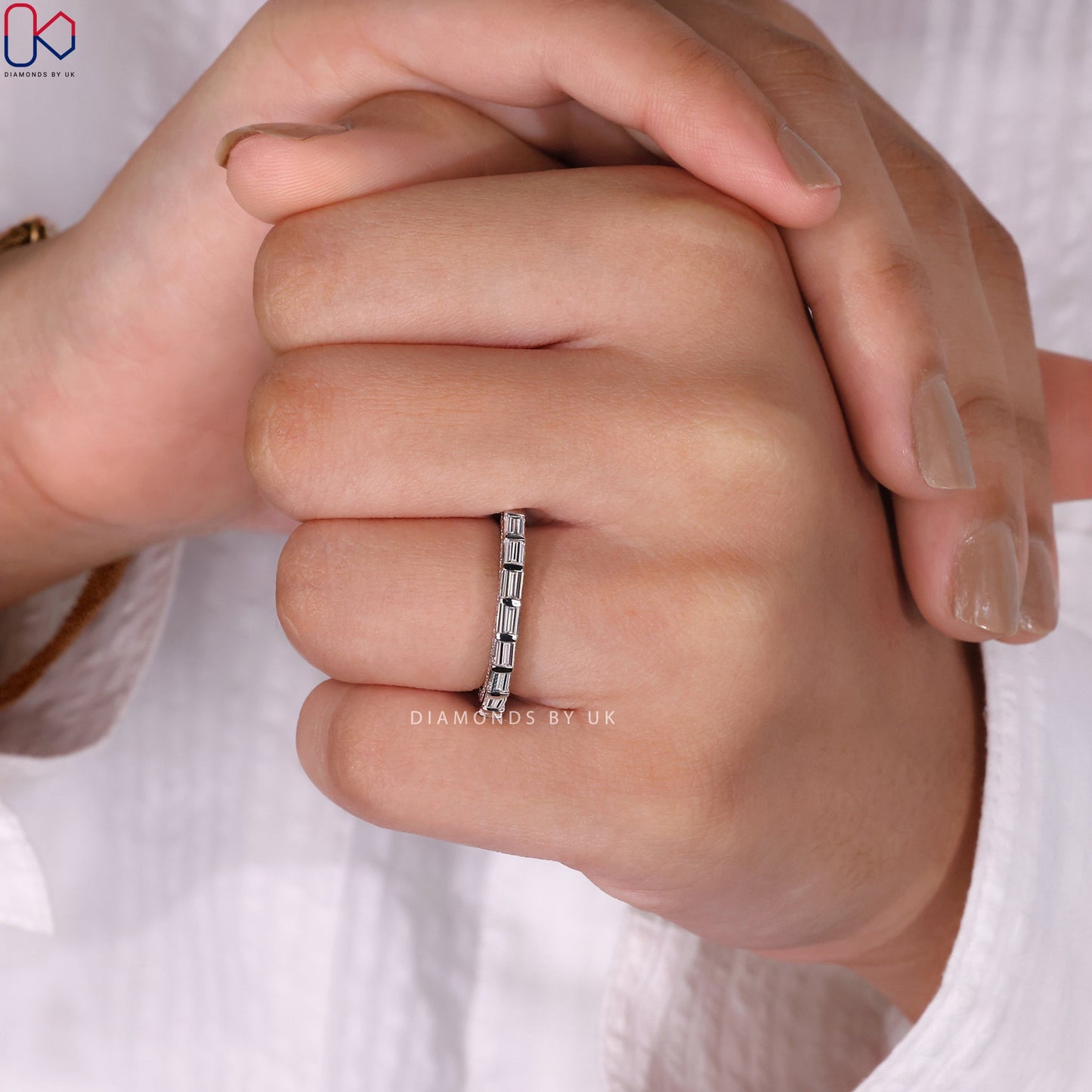 Baguette Diamond Band – Hidden Pave Design