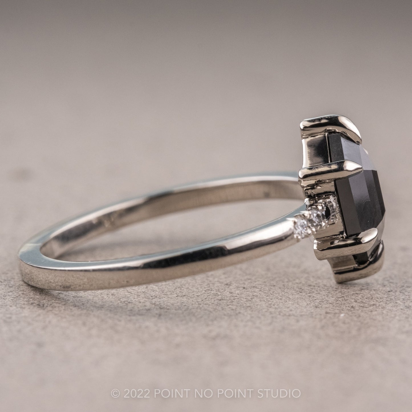 1.39 Carat Black Hexagon Diamond Engagement Ring, Ombre Jules Setting