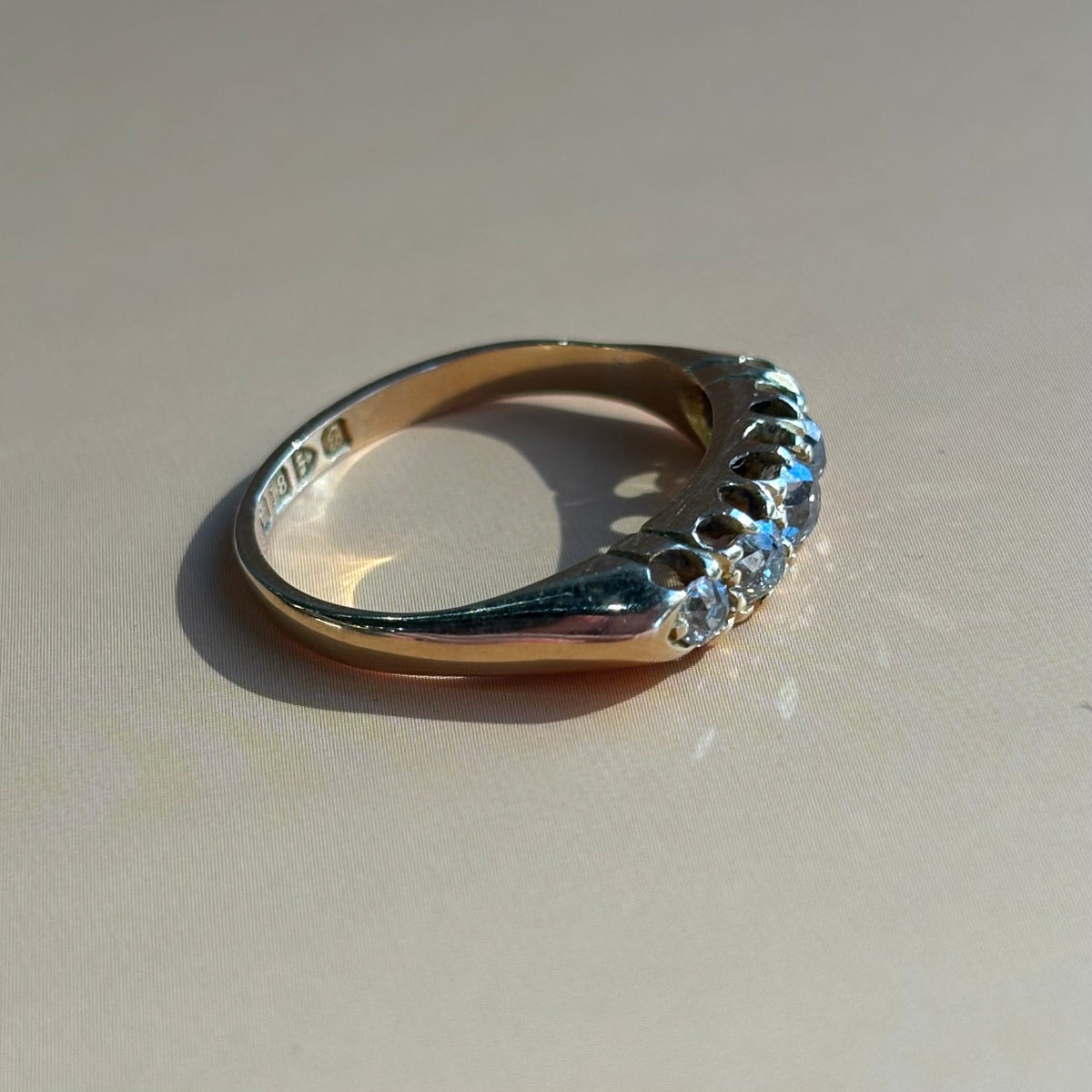 0.50ct Five Stone Diamond Band | Birmingham 1890 | 18k Yellow Gold | Vintage