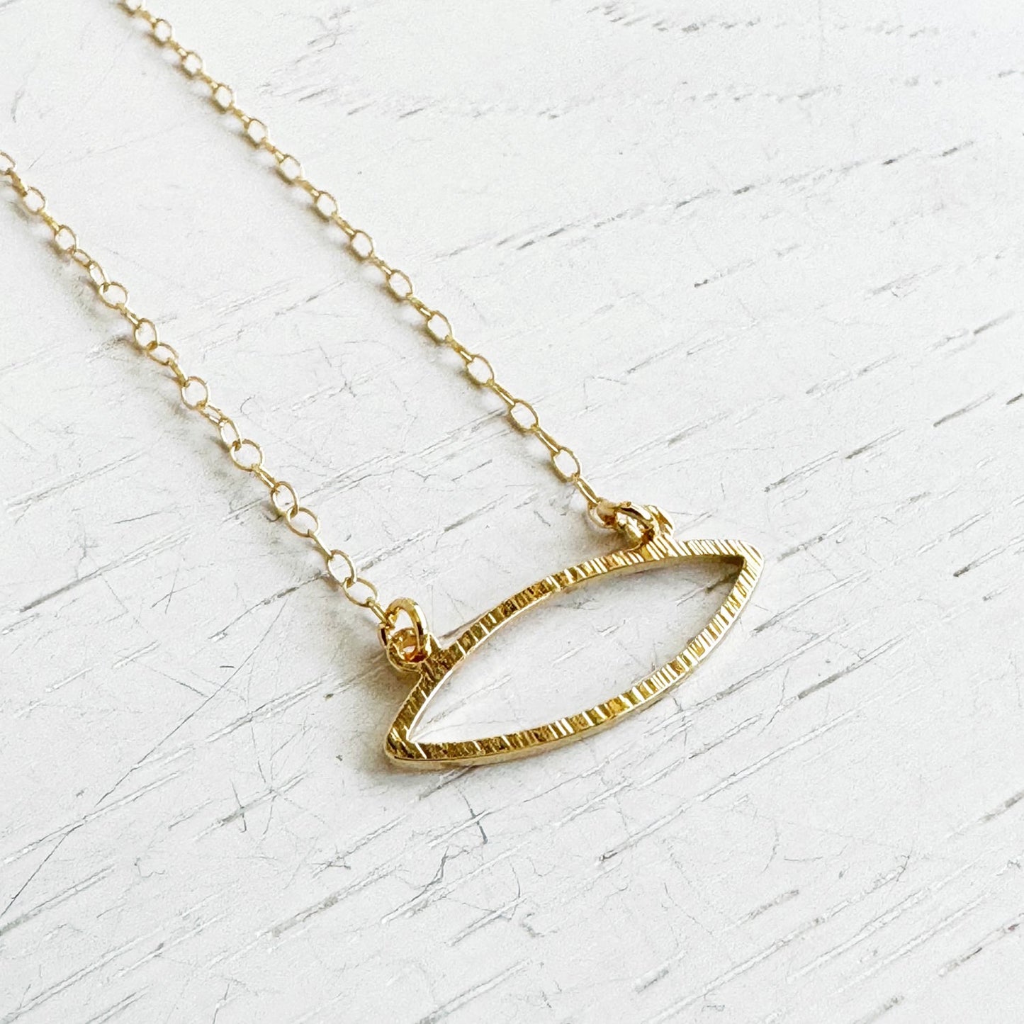 Marquise Charm Necklace in 14k Gold Filled Chain
