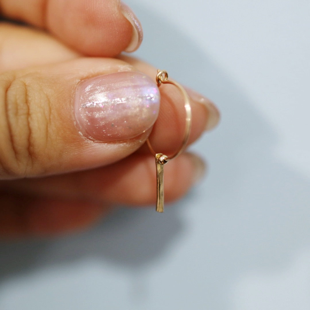 Geometric Bar and Ball Hoop Earrings in Gold Fill or Sterling Silver