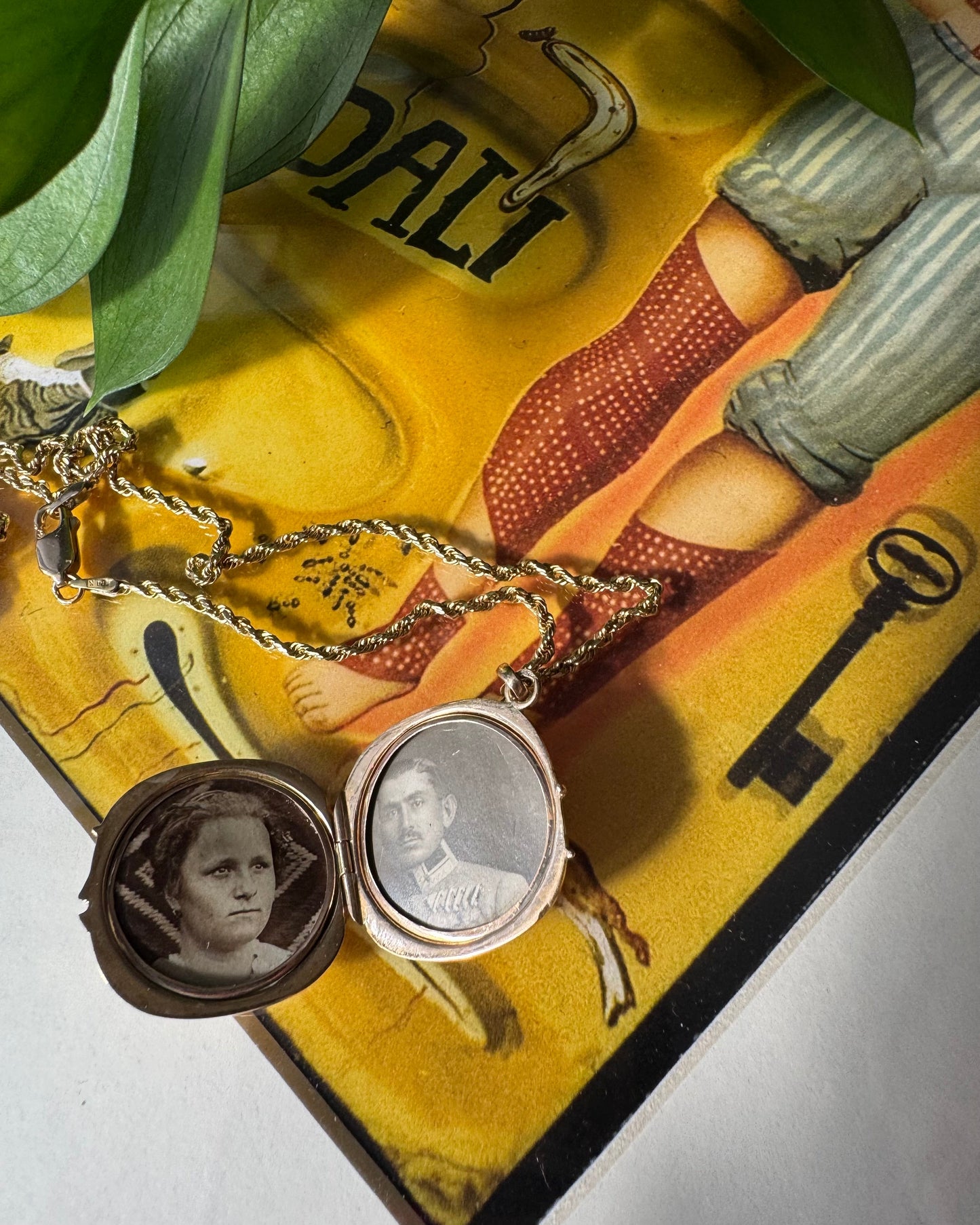 Vintage 14k Yellow Gold, Ruby, & Enamel Locket