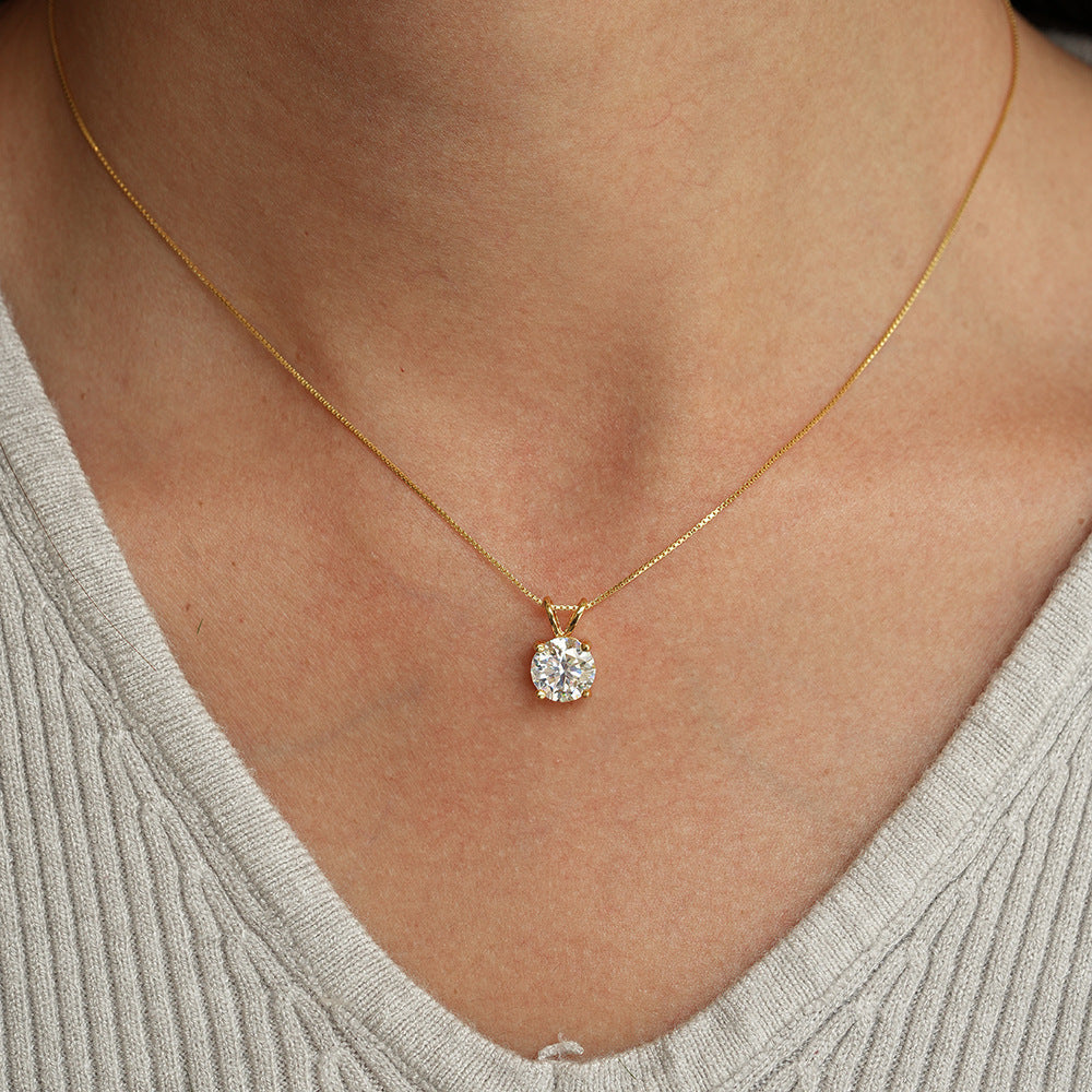 Round Cut Moissanite Necklace
