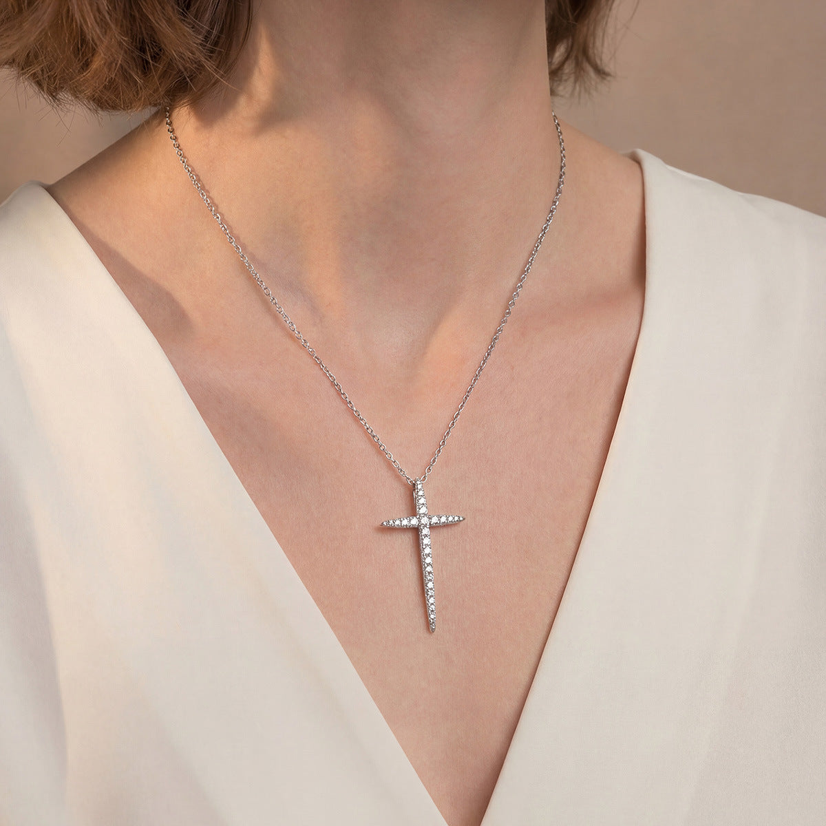 Moissanite Cross Necklace