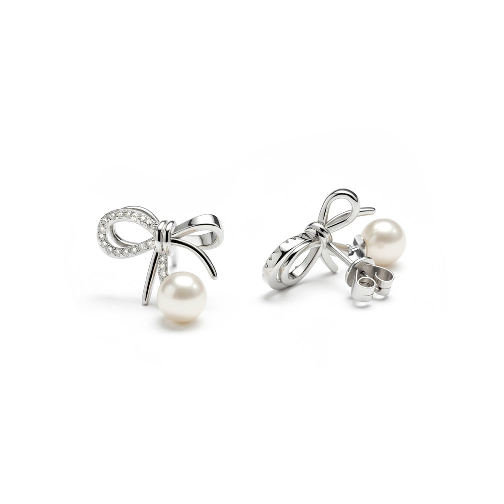 Bow Pearl Drop Earrings