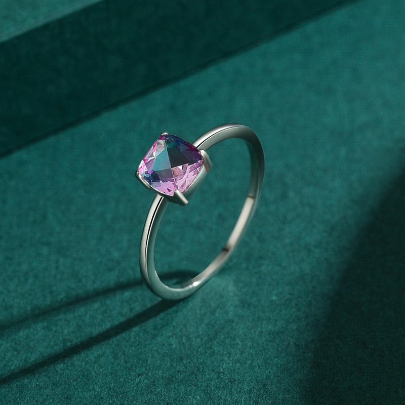Cushion Cut Watermelon Tourmaline Ring
