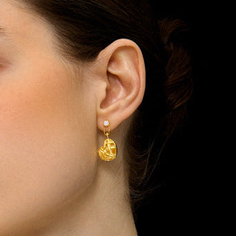 Heart Pearl Asymmetrical Earrings