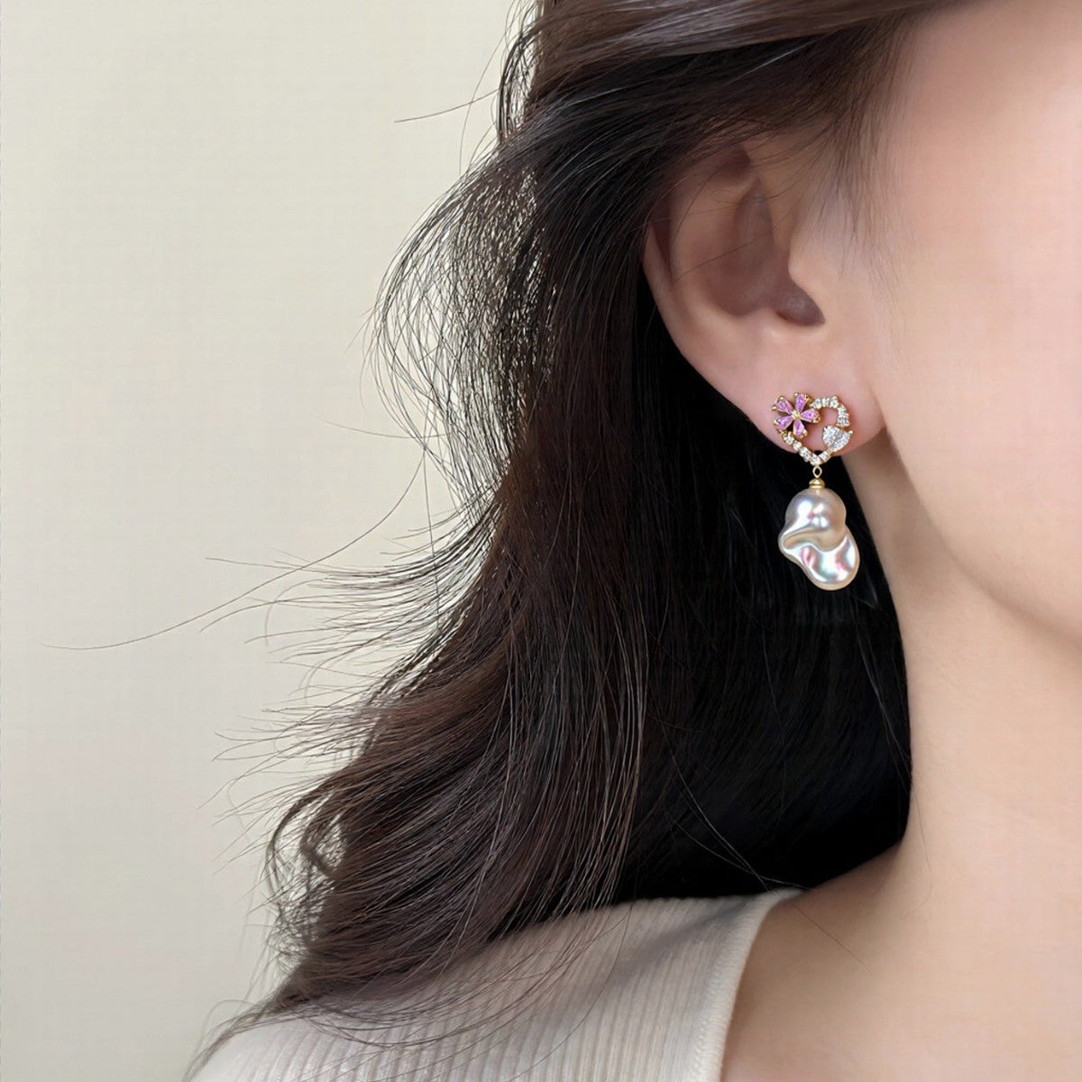Heart Baroque Pearl Earrings
