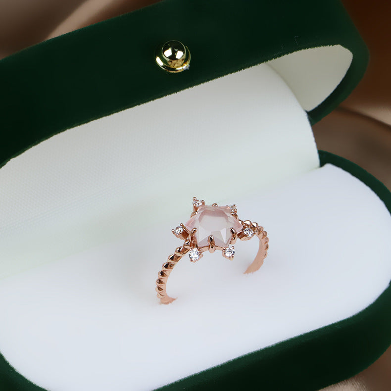 Snowflake Pink Crystal Ring