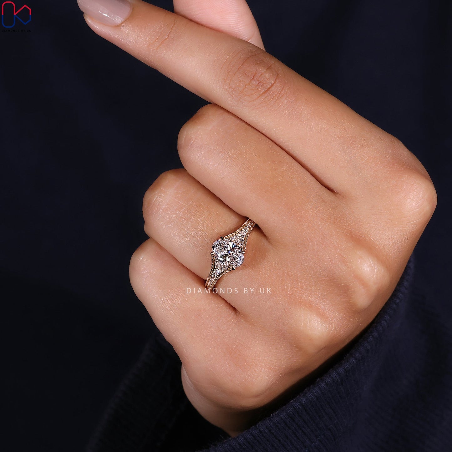 Oval Diamond Vintage Engagement Ring