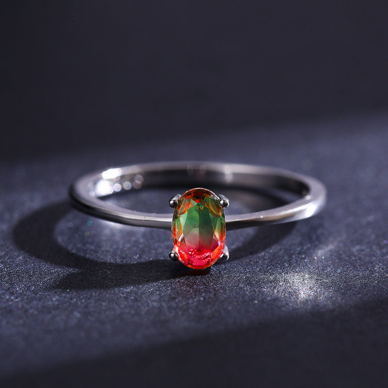 Oval Watermelon Tourmaline Ring