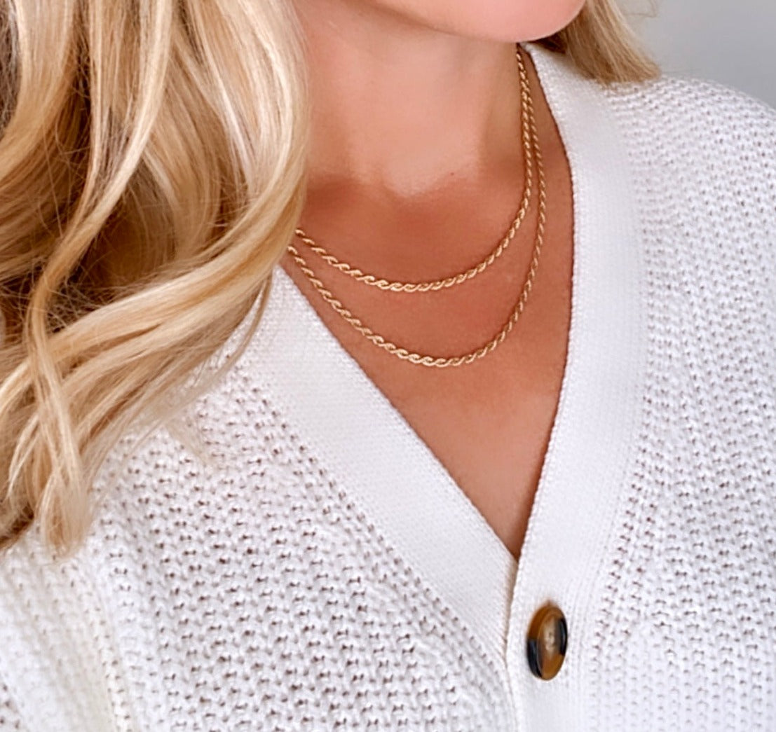 Gold Filled Rope Chain Necklace Thick Twist Chain Layering Chains for Women Minimalist Gold Necklace Christmas Gift Simple Everyday Chains