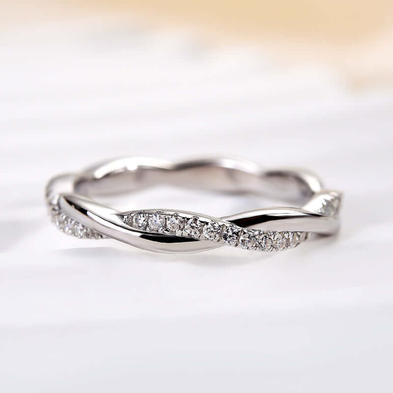 Solarii Classic Moissanite Twilight Twist Wedding Band Ring