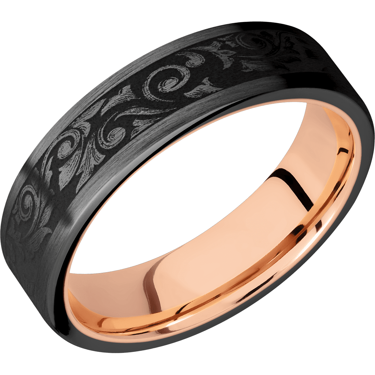 Zirconium + Satin Finish + 10K Rose Gold