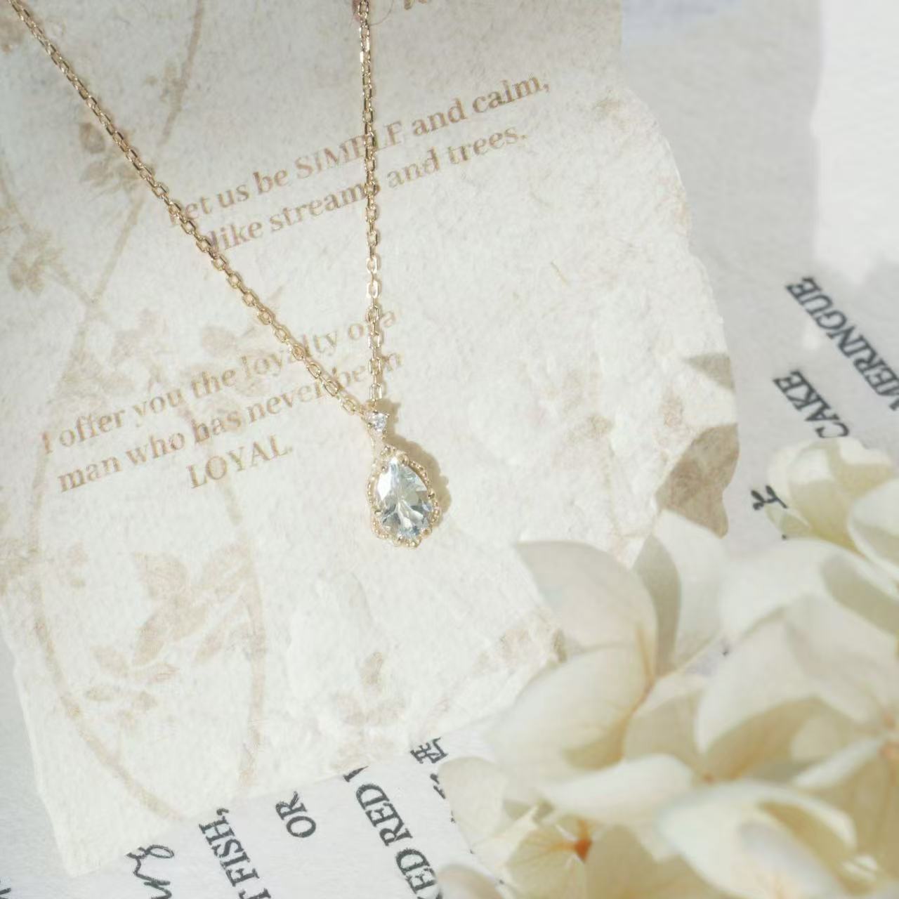 Pear Cut Aquamarine Elegant Vintage Necklace - ‘Antoinette’