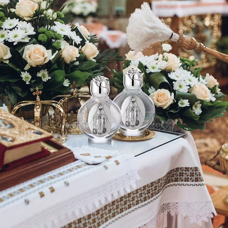 Glass Holy Water Bottles (Silver)