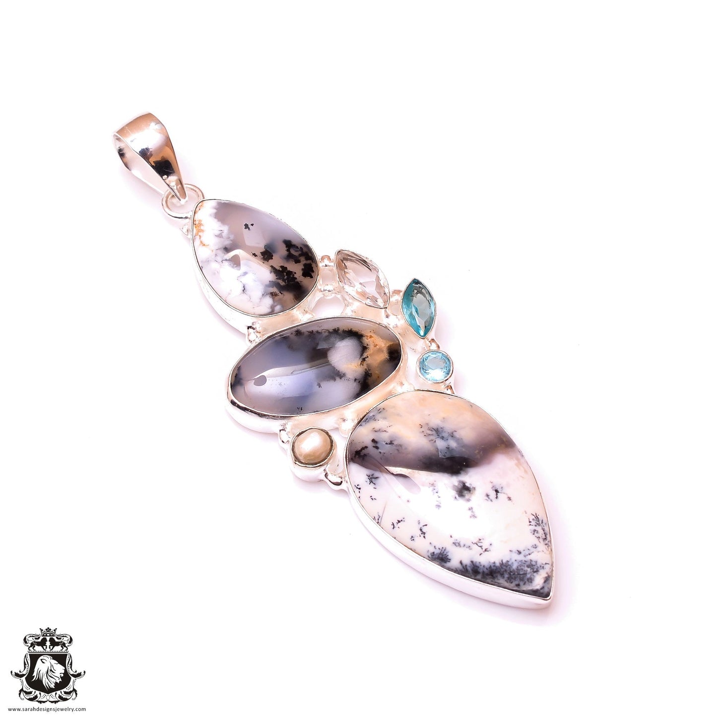 Merlinite Dendritic Opal Topaz Pendant & 3MM Italian Chain P10065