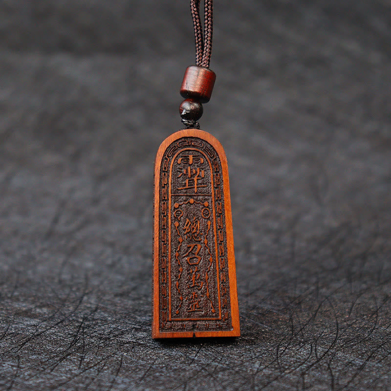Fortune Jewel Lightning Struck Jujube Wood Taoist Five Thunder Order Luck Protection Necklace Pendant