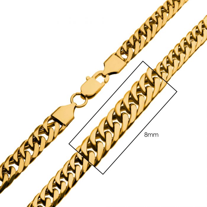18K IP Stainless Steel 8mm Dome Curb Chain 24in