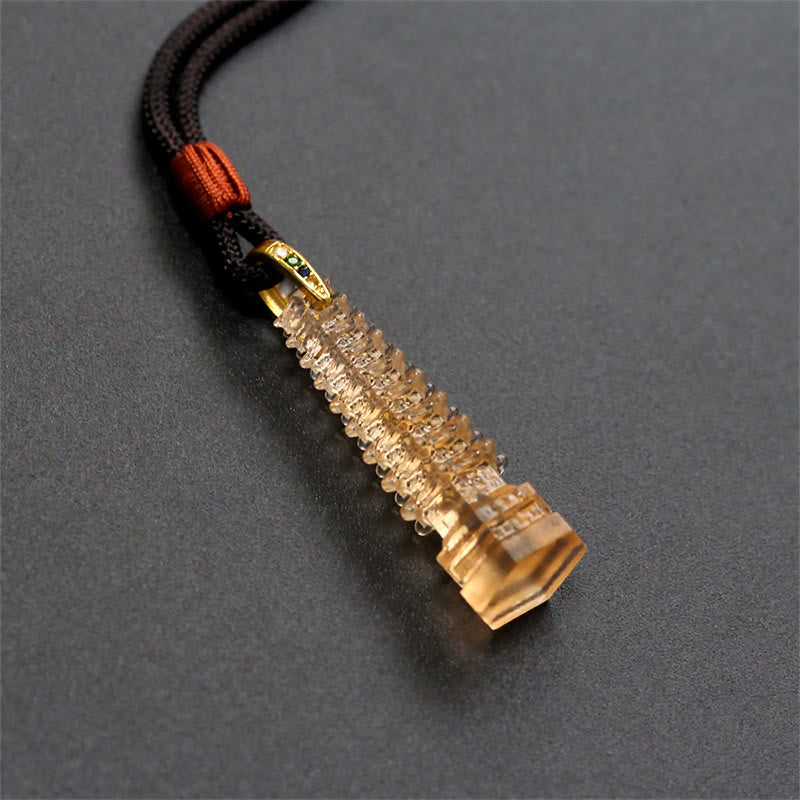 Fortune Jewel Liuli Ancient Pagoda Wisdom Necklace